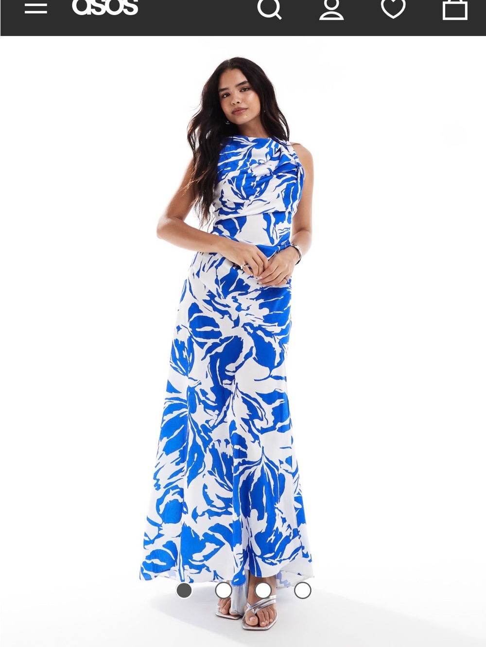ASOS Blue and White Floral Halter Maxi Dress